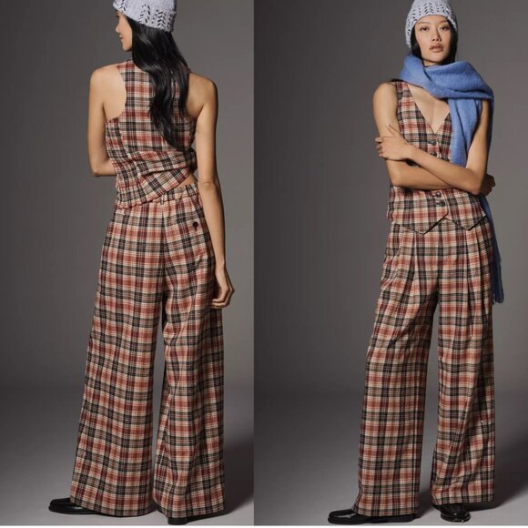 Anthropologie Pants - ANTHROPOLOGIE The Avery Sparkle Pleated Wide-Leg Trousers by Maeve XL new